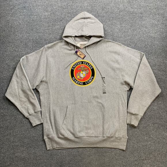 United States Marine Corps Hoodie Mens L Large Grey Steve & Barrys USMC Military - Picture 2 of 14